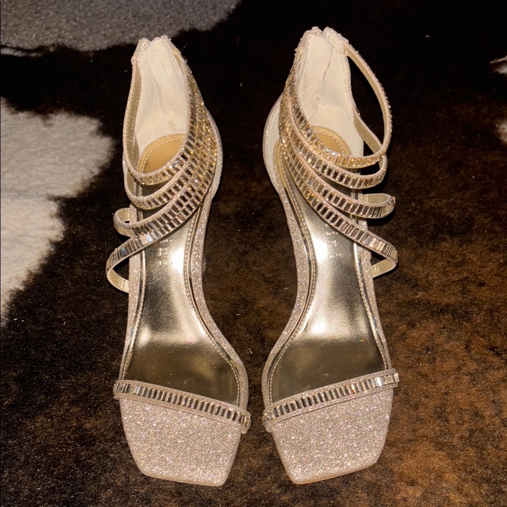 Gianni Bini Rhinestone Gold Strappy Heels